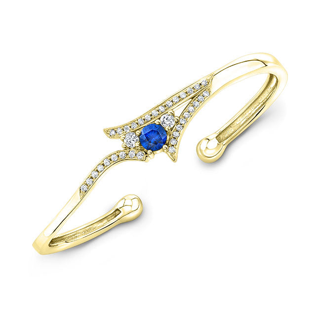 Modern Style Diamond & Sapphire Bangle