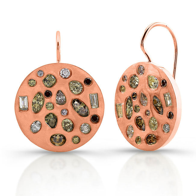 Bezel Set Fancy Diamonds Earrings