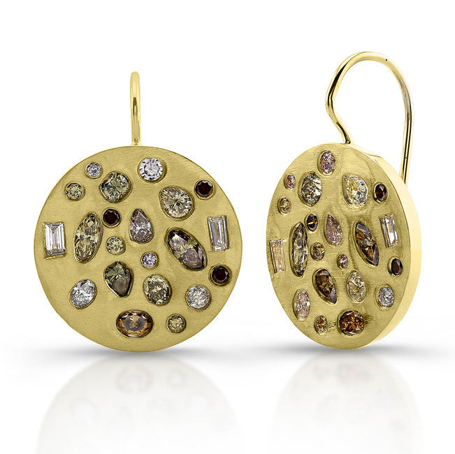 Bezel Set Fancy Diamonds Earrings