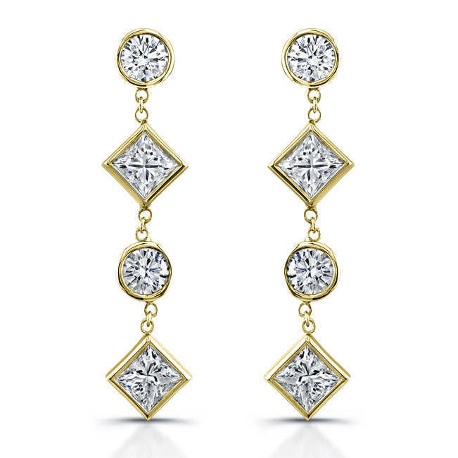 Dangling Mix Shape Diamonds Earrings