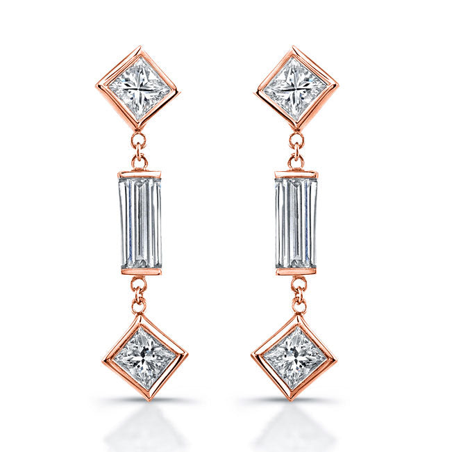 Dangling Mix Shape Diamonds Earrings