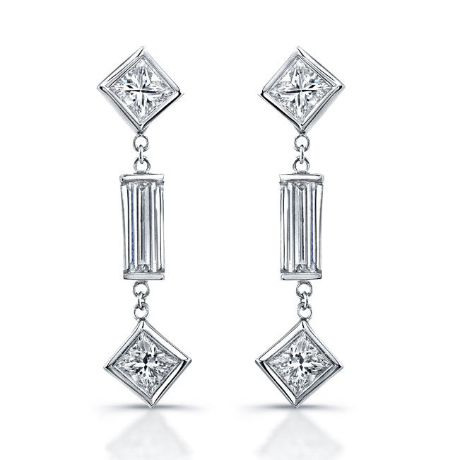 Dangling Mix Shape Diamonds Earrings
