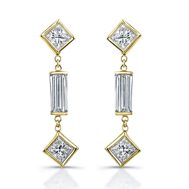 Dangling Mix Shape Diamonds Earrings