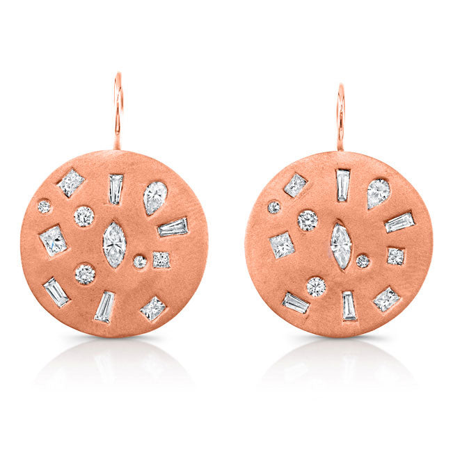Bezel Set Mixed Diamonds Earrings