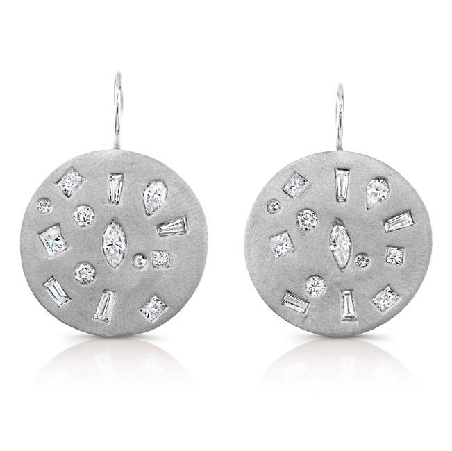 Bezel Set Mixed Diamonds Earrings