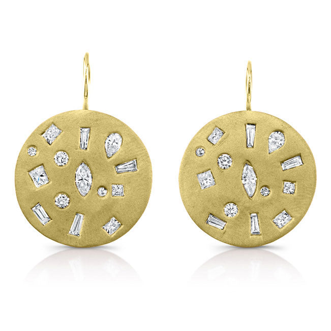 Bezel Set Mixed Diamonds Earrings