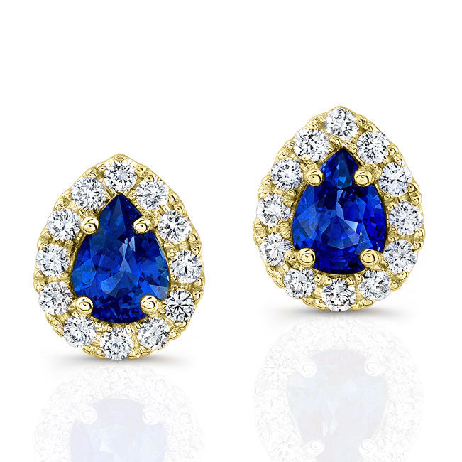 Diamond & Pear Sapphire Earrings
