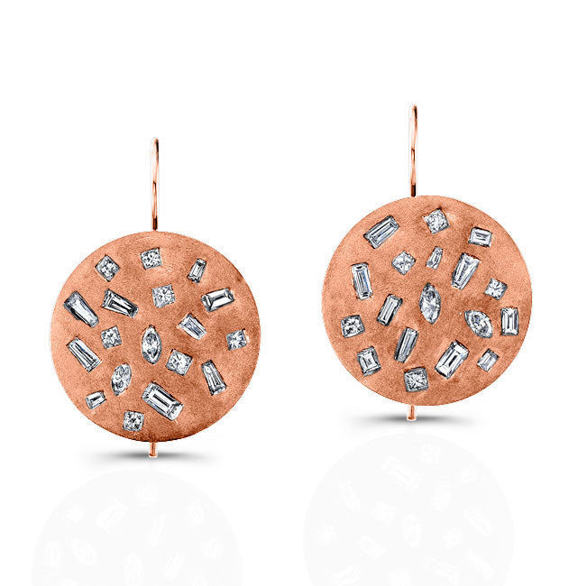 Bezel Set Mixed Diamonds Earrings