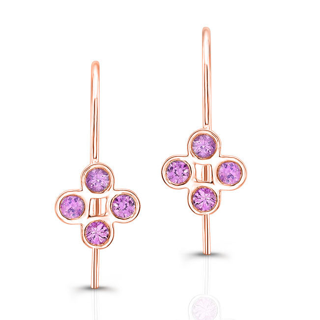 Pink Sapphire Flower Earring