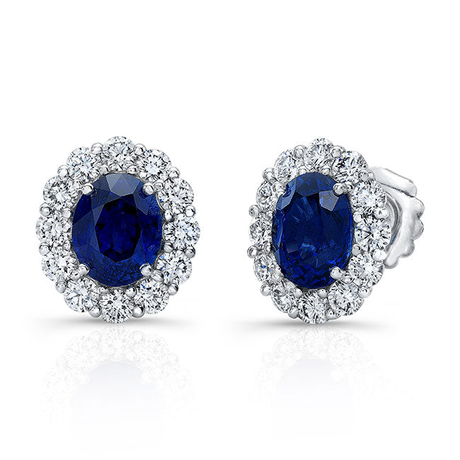 Diamond & Oval Sapphire Earrings