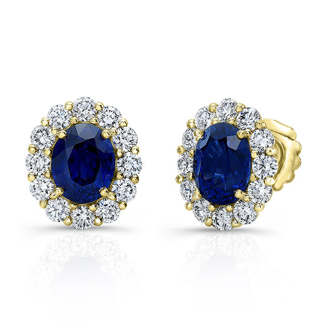 Diamond & Oval Sapphire Earrings