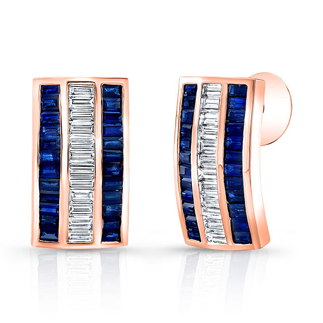 Baguette Diamond & Sapphire Earrings