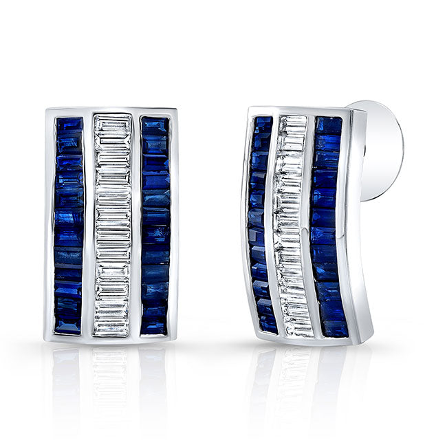 Baguette Diamond & Sapphire Earrings