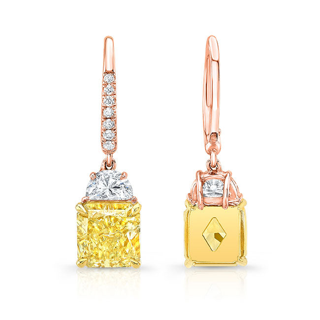 Modern Style Yellow Diamond Earrings