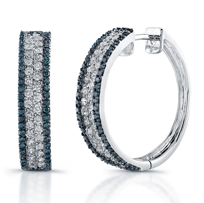 Diamond & Topaz Hoop Earrings