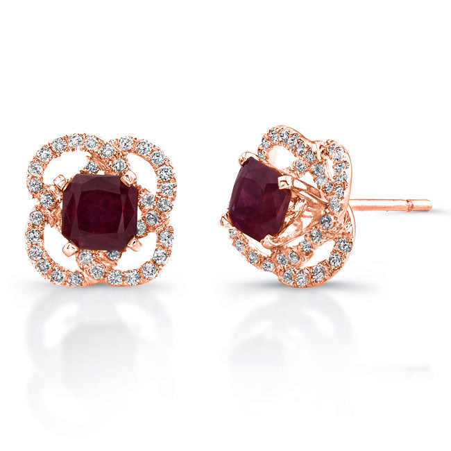 Diamond & Ruby Flower Earrings