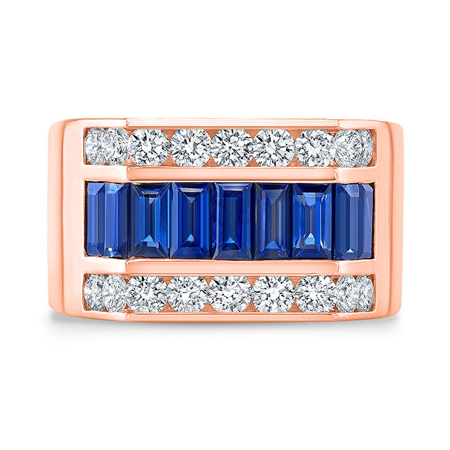 Men's Modern Style Diamond and Sapphire Ring