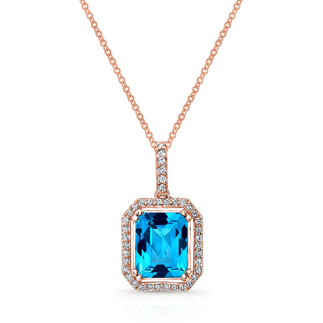 Blue Topaz Diamond Pendant