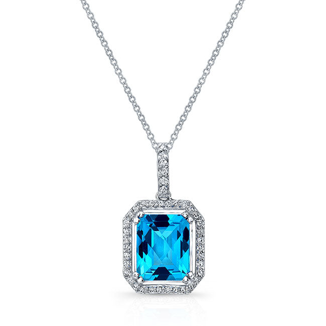 Blue Topaz Diamond Pendant
