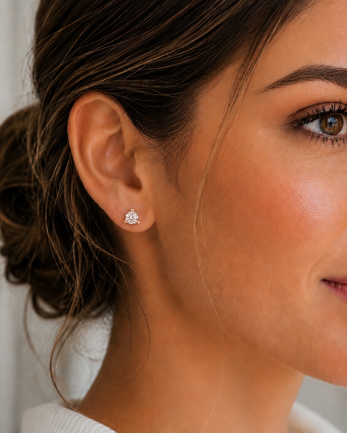 2 Carat Round Lab Grown Diamond Stud Earrings (1.00 ct Each) in Gold or Platinum