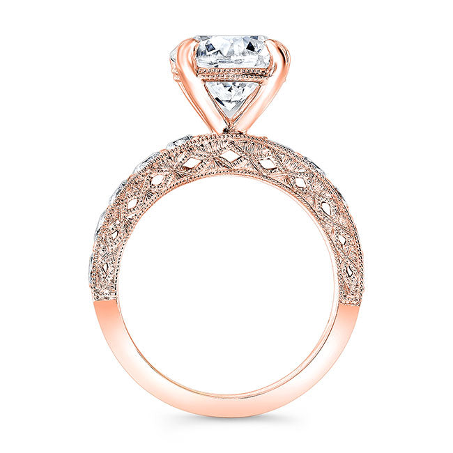 Vintage Style Engraved Diamond Engagement Ring