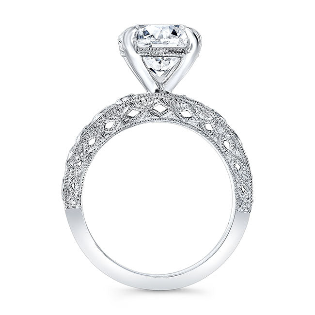 Vintage Style Engraved Diamond Engagement Ring