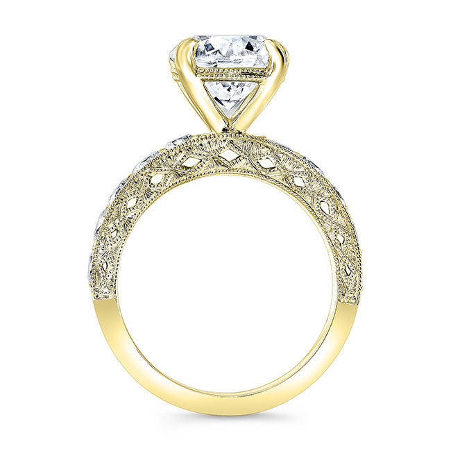 Vintage Style Engraved Diamond Engagement Ring