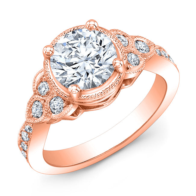 Vintage Style Engraved Diamond Engagement Ring