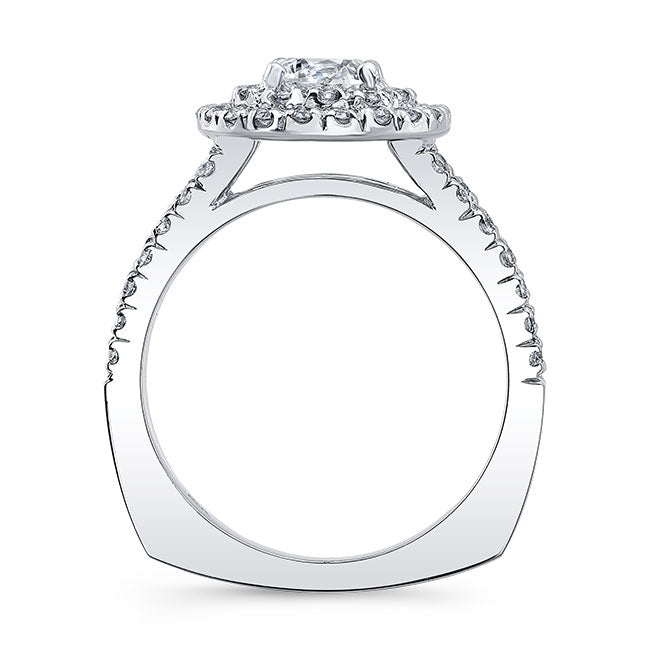 Modern Style Split Shank Double Halo Diamond Engagement Ring