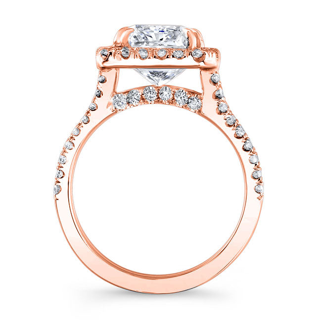 Modern Style Split Shank Halo Diamond Engagement Ring