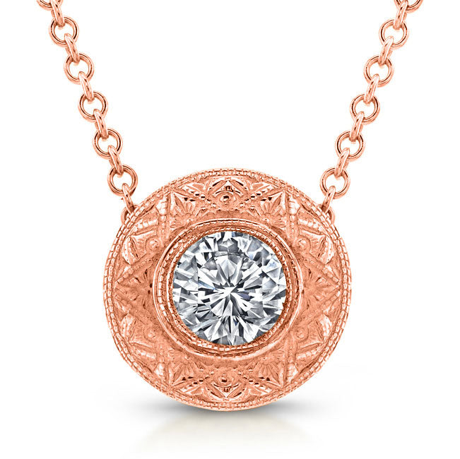 Diamond Bezel Pendant Hand Engraved