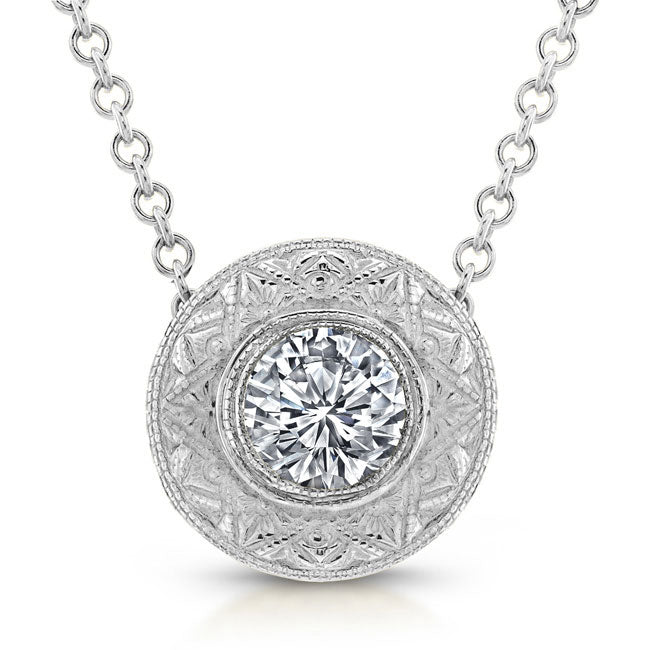 Diamond Bezel Pendant Hand Engraved