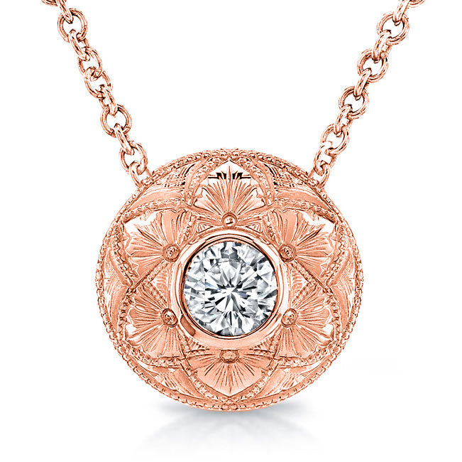 Diamond Bezel Pendant Hand Engraved
