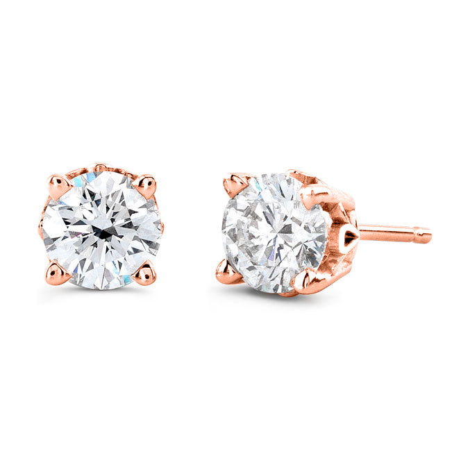 1 Carat Lab Grown Diamond Stud Earrings (0.5ct Each) in Gold, Rose Gold, or Platinum