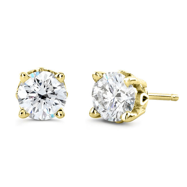 1 Carat Lab Grown Diamond Stud Earrings (0.5ct Each) in Gold, Rose Gold, or Platinum