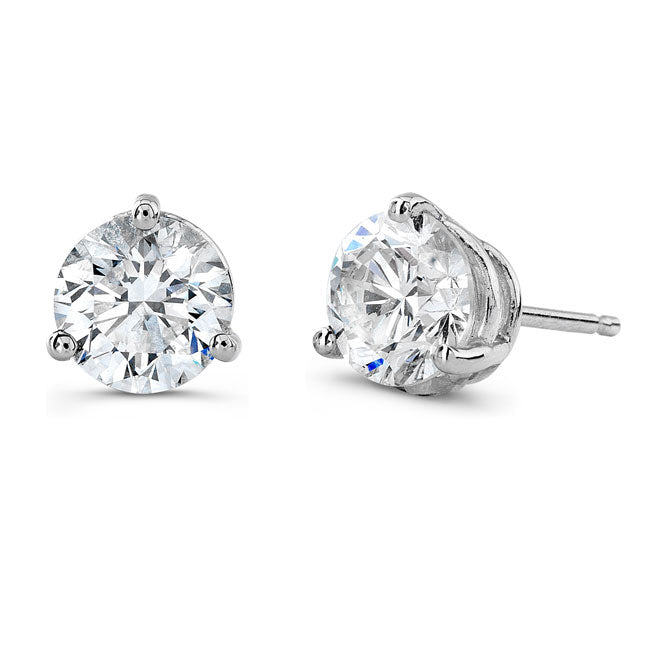 2 Carat Lab Grown Diamond Stud Earrings (1ct Each) in Gold or Platinum