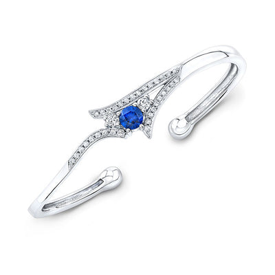 Modern Style Diamond & Sapphire Bangle