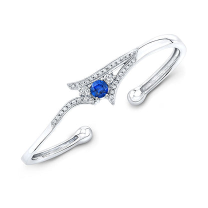 Modern Style Diamond & Sapphire Bangle