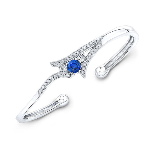 Modern Style Diamond & Sapphire Bangle