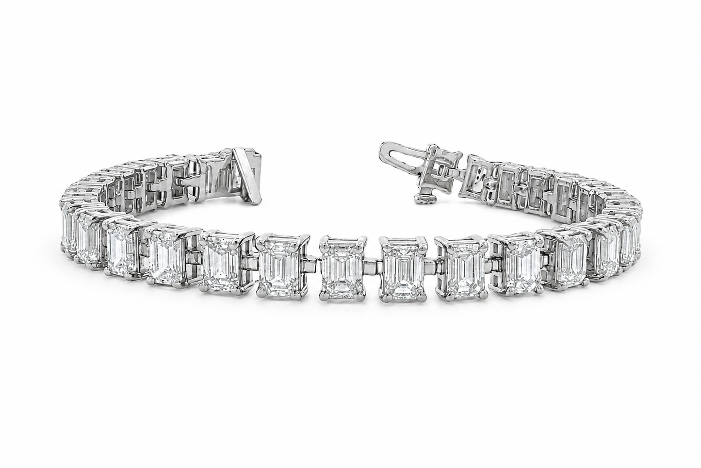 15 Carat Total Weight of Emerald Cut Lab Grown Diamond Tennis Bracelet 6.25"