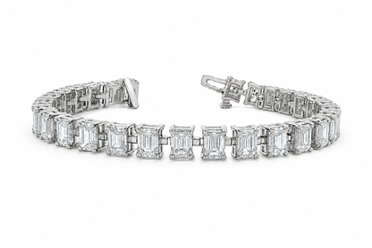 15 Carat Total Weight of Emerald Cut Lab Grown Diamond Tennis Bracelet 6.25"