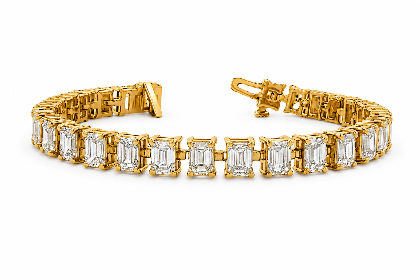 15 Carat Total Weight of Emerald Cut Lab Grown Diamond Tennis Bracelet 6.25"