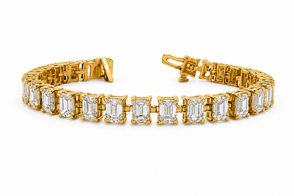 15 Carat Total Weight of Emerald Cut Lab Grown Diamond Tennis Bracelet 6.25"