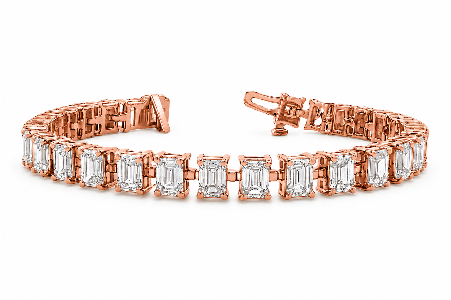 15 Carat Total Weight of Emerald Cut Lab Grown Diamond Tennis Bracelet 6.25"