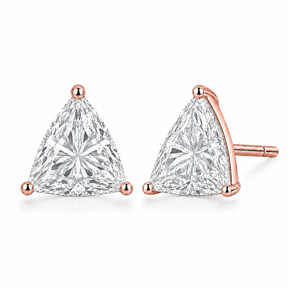 4 Carat Trillion Lab Grown Diamond Stud Earrings (2.00 ct Each) in Gold or Platinum