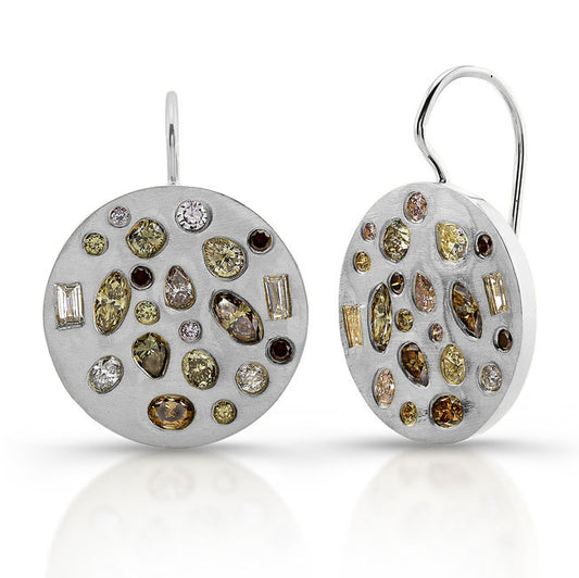 Bezel Set Fancy Diamonds Earrings