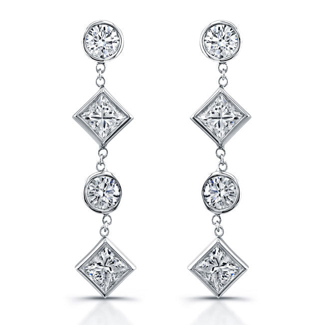 Dangling Mix Shape Diamonds Earrings