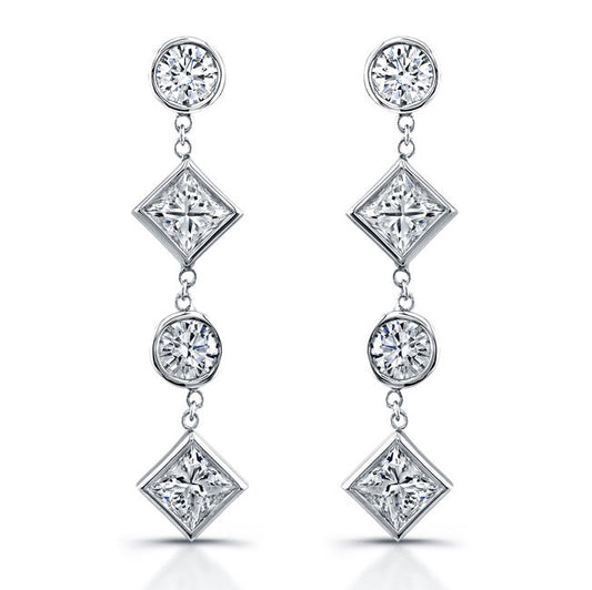 Dangling Mix Shape Diamonds Earrings