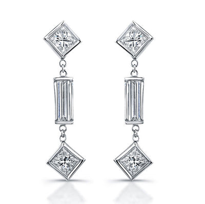 Dangling Mix Shape Diamonds Earrings