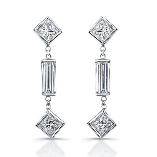 Dangling Mix Shape Diamonds Earrings